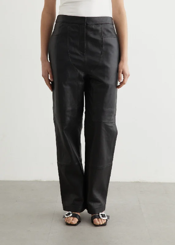 Tia Leather Pants High-Waist Trousers