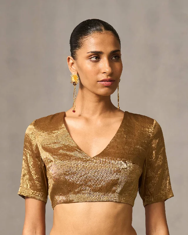 Dori Blouse - Gold Drape Neck Blouse