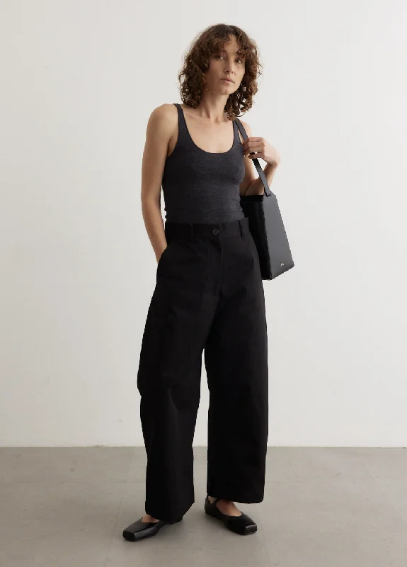 Chalco Wide Crop Pants Trendy High-Waist Trousers