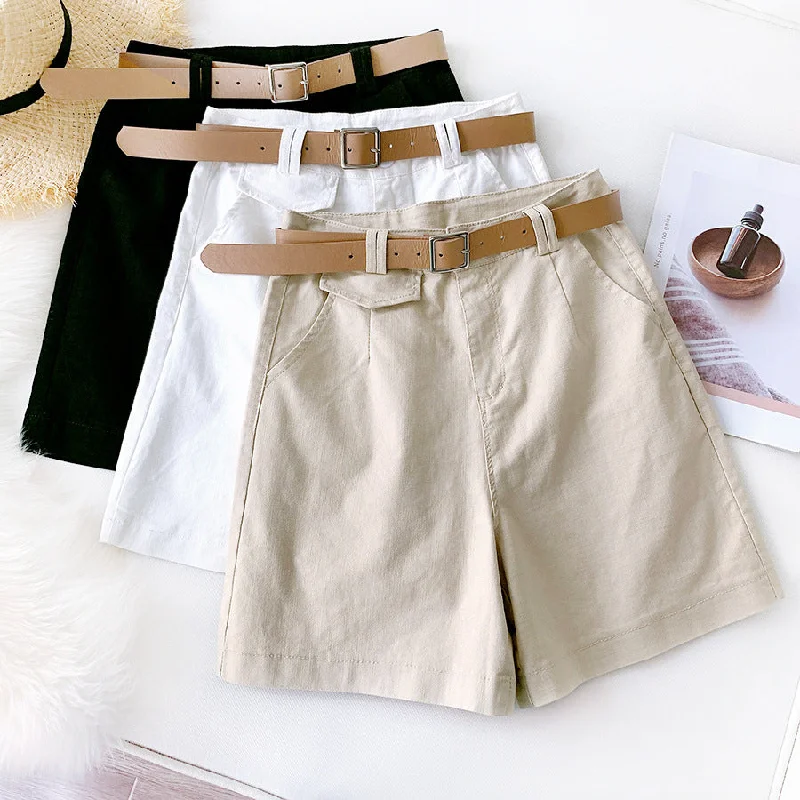 Pants shorts female British temperament knights straight pants summer elastic cotton five pants casual wide leg pants Classic Stretch Pants