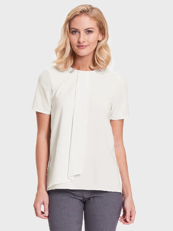 Ladies' Panel Blouse - Cream Modern Work Blouse