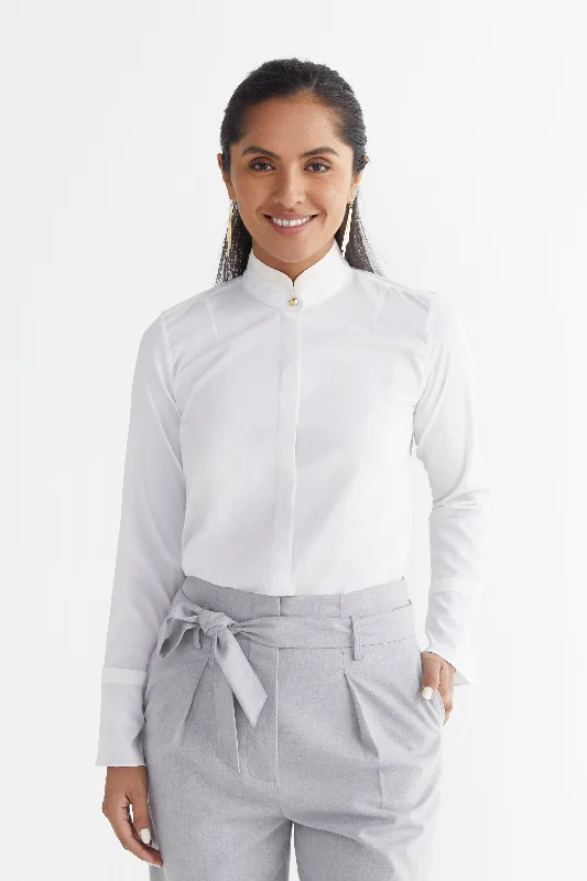 Ladies' Antoinette Blouse - White Satin Drape Blouse