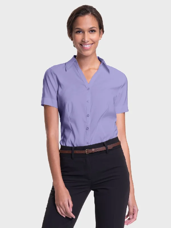 Ladies' Perfect Blouse Short Sleeve - Lavender Balloon Sleeve Blouse