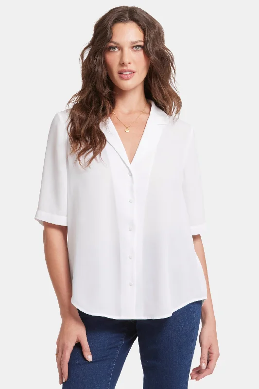 Gabrielle Short Sleeved Blouse - Optic White Loose Fit Blouse