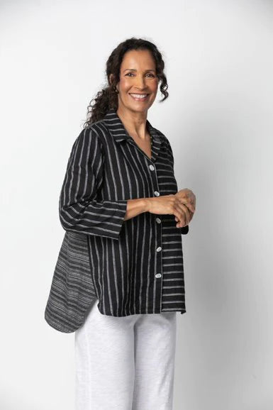 Habitat 42631 Stripe Blouse Balloon Sleeve Blouse