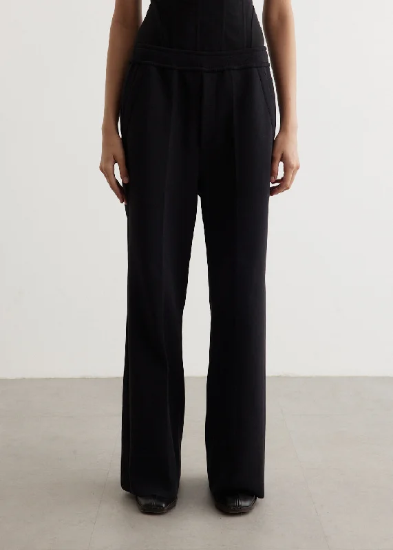 Milan Rib Wide Straight Pants Elegant Trouser Pants