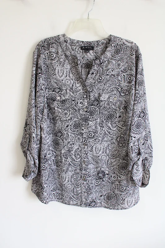 Notations Black Paisley Chiffon Blouse | XL Silky Tunic Blouse