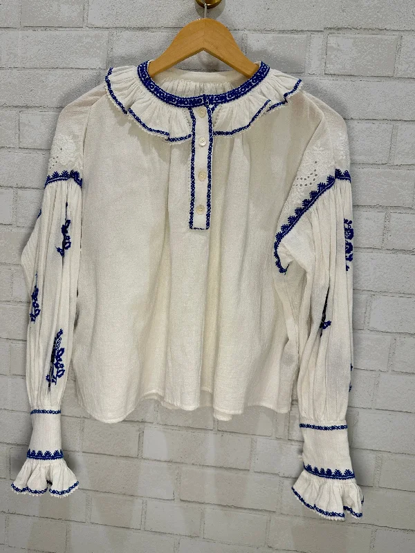 ISABEL MARANT ETOILE LS Blouse with collar / S Gathered Detail Blouse