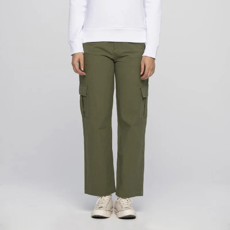 Santa Cruz Womens Pant Nolan Cargo Slouch Pant - Green Formal Linen Trousers