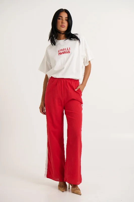 Chilli Pants Red Casual Sweatpants Style