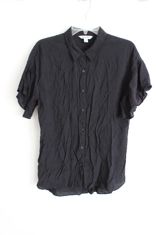 Nine West Black Button Down Blouse | M Slim Fit Blouse