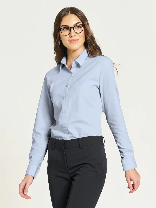 Ladies' Essential Blouse - Light Blue Elegant Lace Blouse