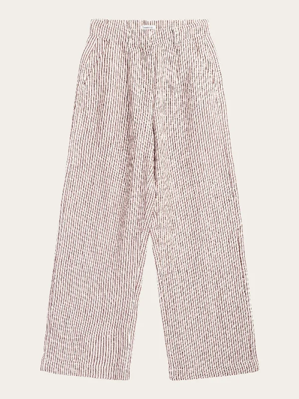 POSEY wide mid-rise striped linen pants - GOTS/Vegan - Brown stripe Comfy Athletic Pants