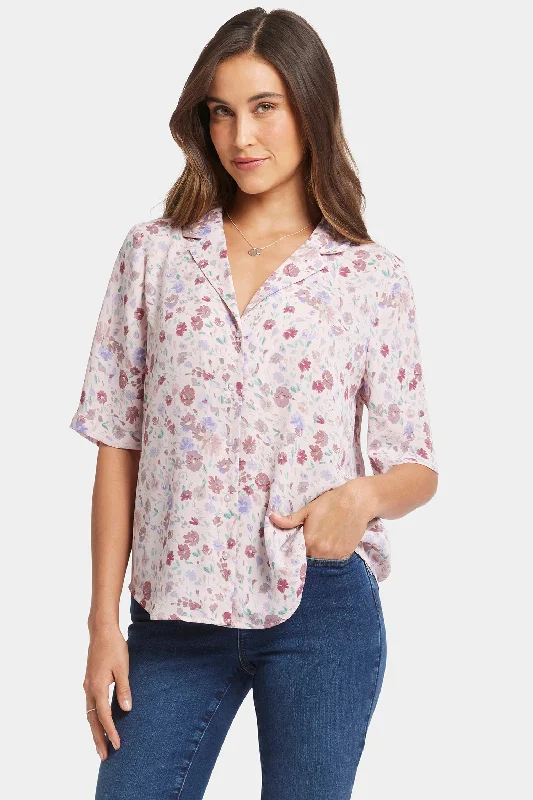 Gabrielle Short Sleeved Blouse - Crystal Peaks Floral Print Blouse