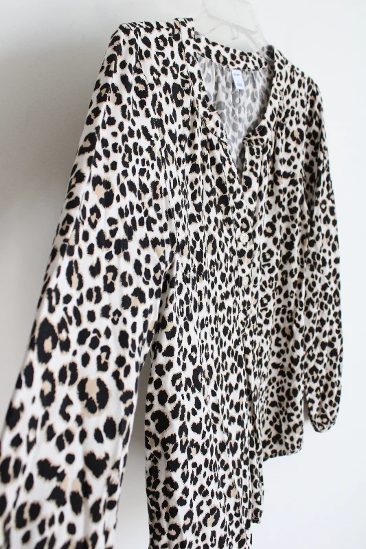 Old Navy Leopard Print Long Sleeved Blouse | S Classic Striped Blouse