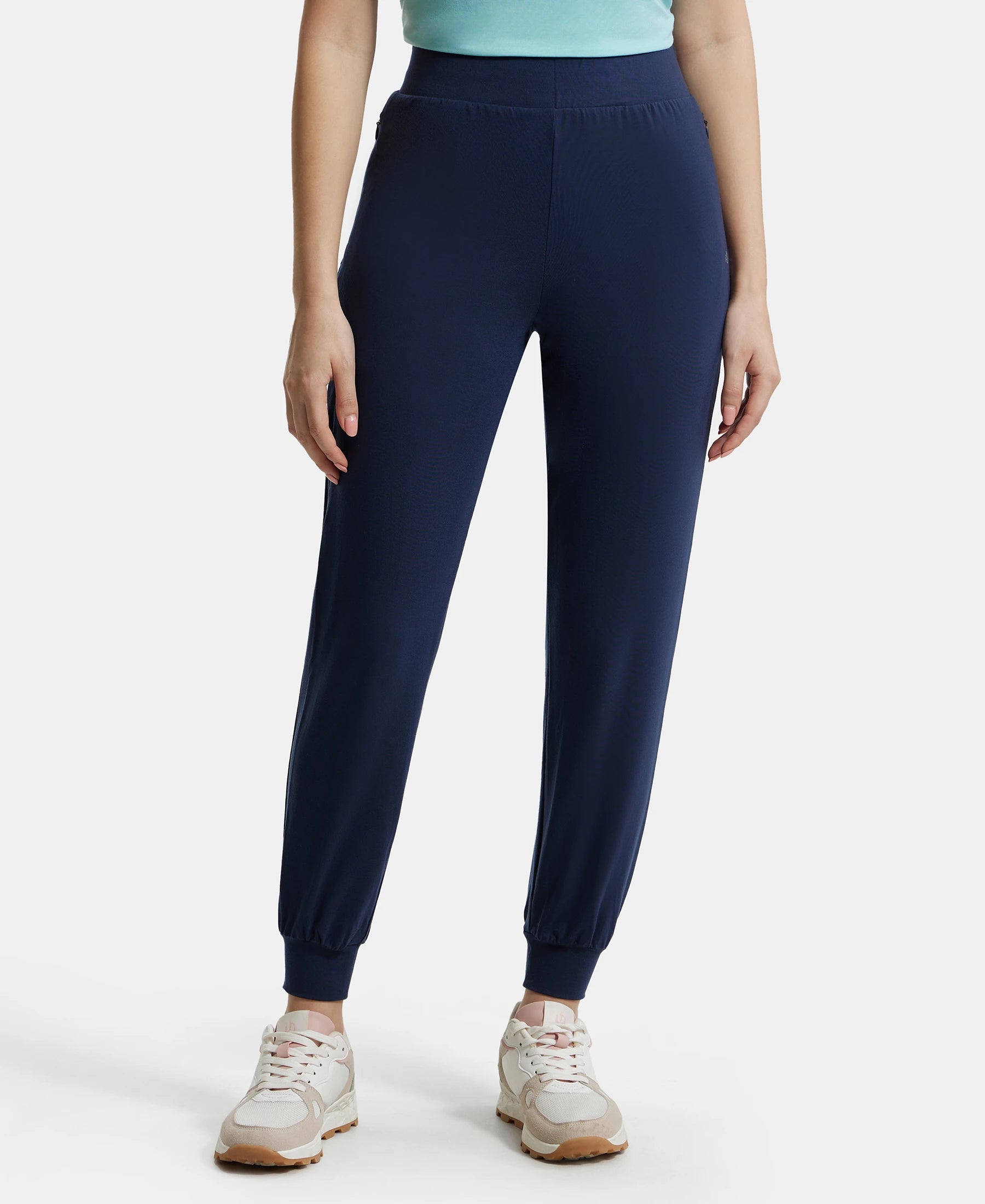 Tencel Lyocell Elastane Stretch Relaxed Fit Yoga Pants - Blue Iris Cozy Knit Pants