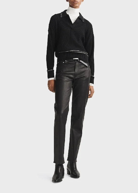 Harlow Mid-Rise Leather Pants Trendy Work Pants