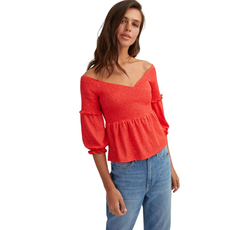 OXXO - Half Sleeve Crossover Blouse Playful Puff Blouse