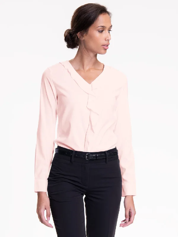 Ladies' Charlotte Blouse - Soft Pink Oversized Silk Blouse