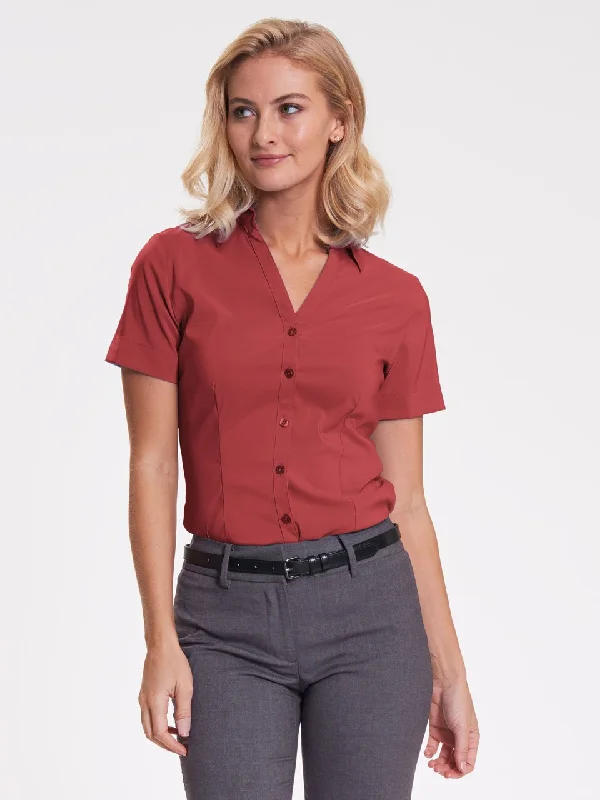 Ladies' Perfect Blouse Short Sleeve - Sunset Red Short Sleeve Blouse