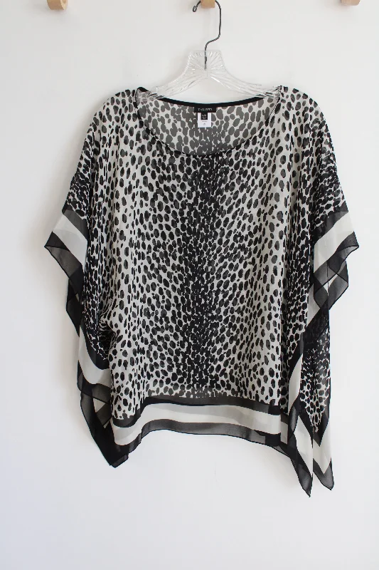 Talbots Silk Cheetah Print Chiffon Poncho Style Blouse | S/M Chic Off-Shoulder Blouse