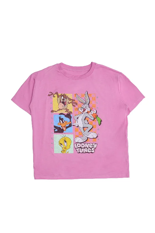 Looney Tunes Graphic Relaxed Tee Thin T-Shirt Open Front Quick Dry