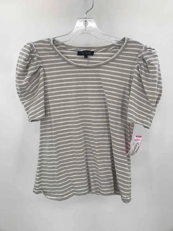 Pre-Owned 1.State Grey Size Small Stripe T-shirt Striped Floral Plaid