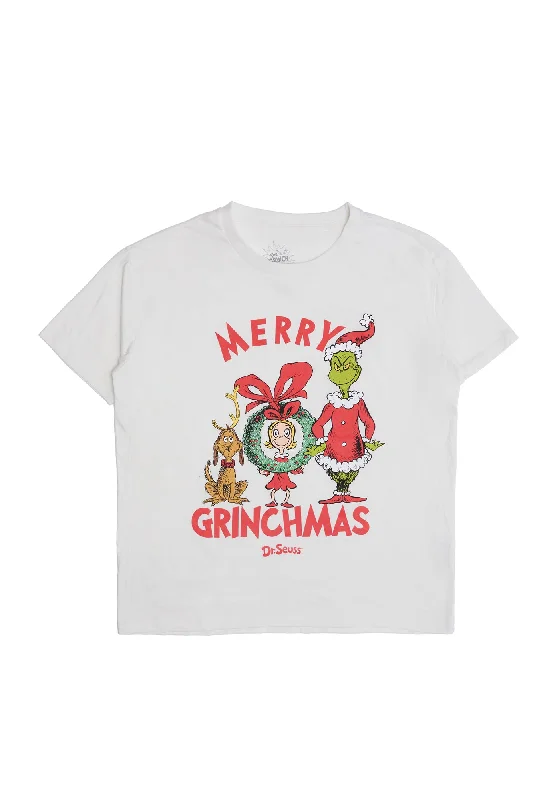 Dr. Seuss' Merry Grinchmas Graphic Relaxed Tee Front Pockets Side Pockets Patch Pockets