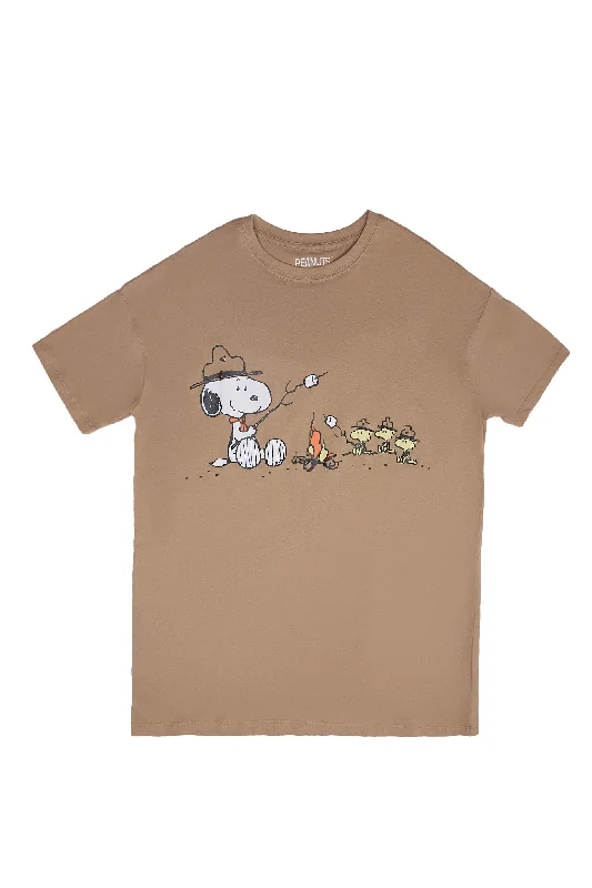 Camp Snoopy Camp Fire Graphic Relaxed Tee Lace Blend Ribbed Blend Corduroy Blend