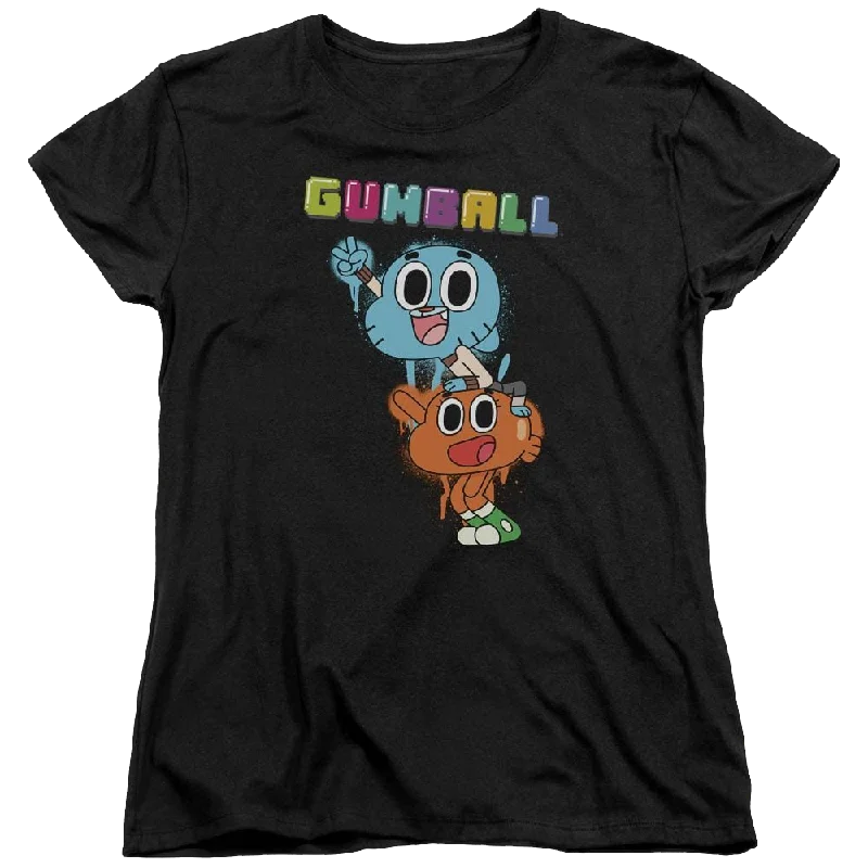 The Amazing World Of Gumball Gumball Spray Women's T-Shirt Ribbed T-Shirt High Neck Heavyweight