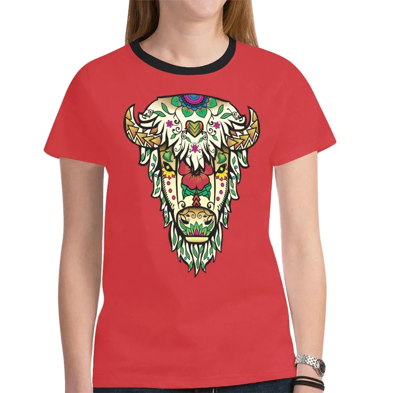 Buffalo Spirit Guide (Red) T-shirt for Women Cozy Warm Stylish