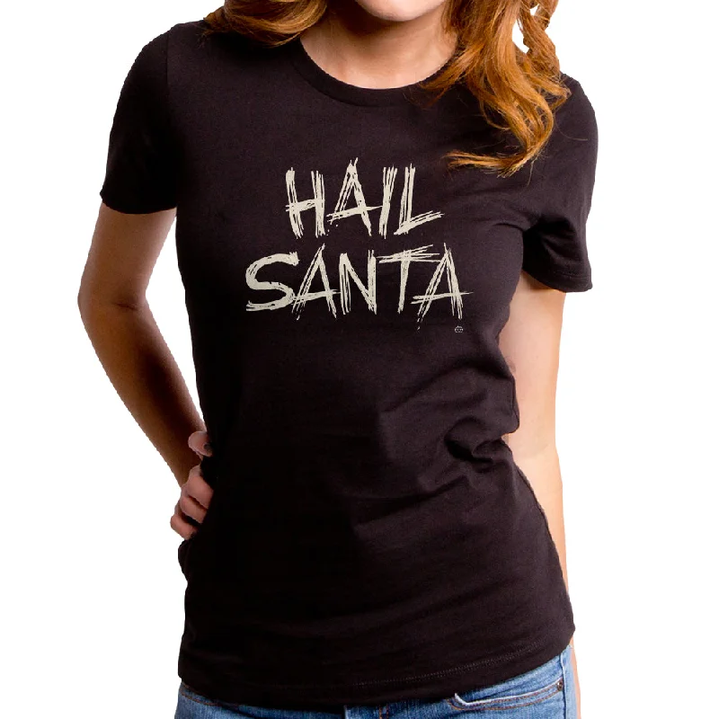 Hail Santa Women's T-Shirt Hooded Caped Shawl Collar