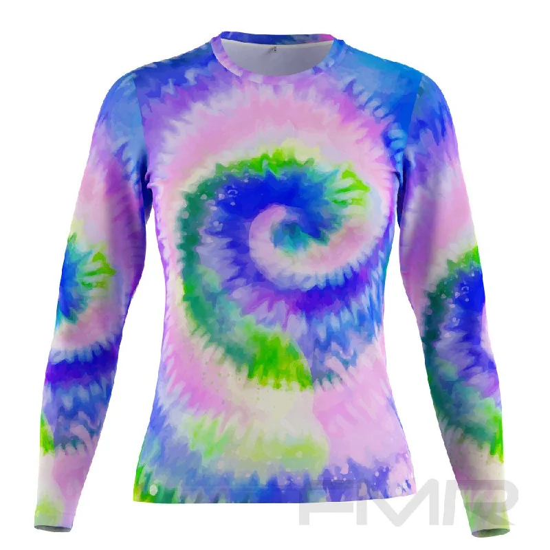 FMR Women's Blue Tie-Dye Long Sleeve T-Shirt Cozy Warm Stylish