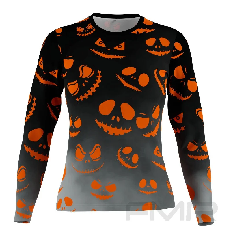 FMR Women's Halloween Print Long Sleeve Running Shirt Chenille Blend Fleece Blend Nylon Blend