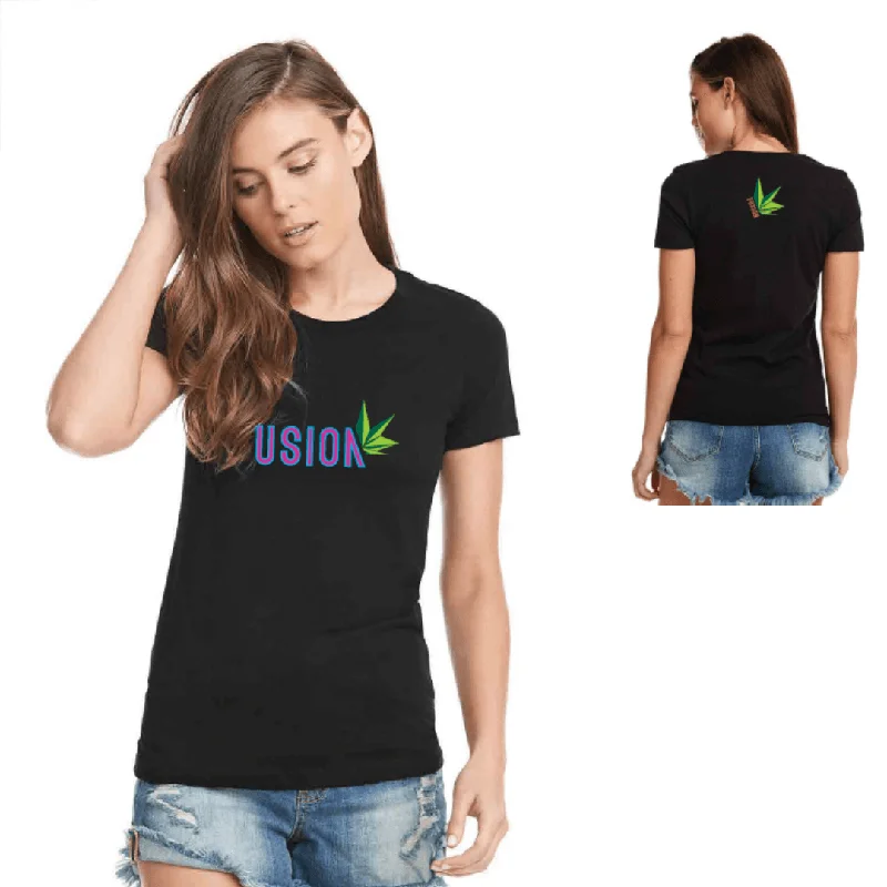 Fusion Women’s Miami Style T-Shirt Houndstooth Herringbone Solid