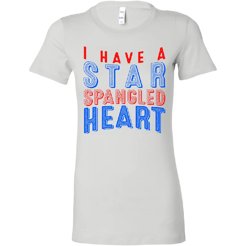 I Have a Star-Spangled Heart Women's T-shirt Handmade Hand-knitted Hand-woven