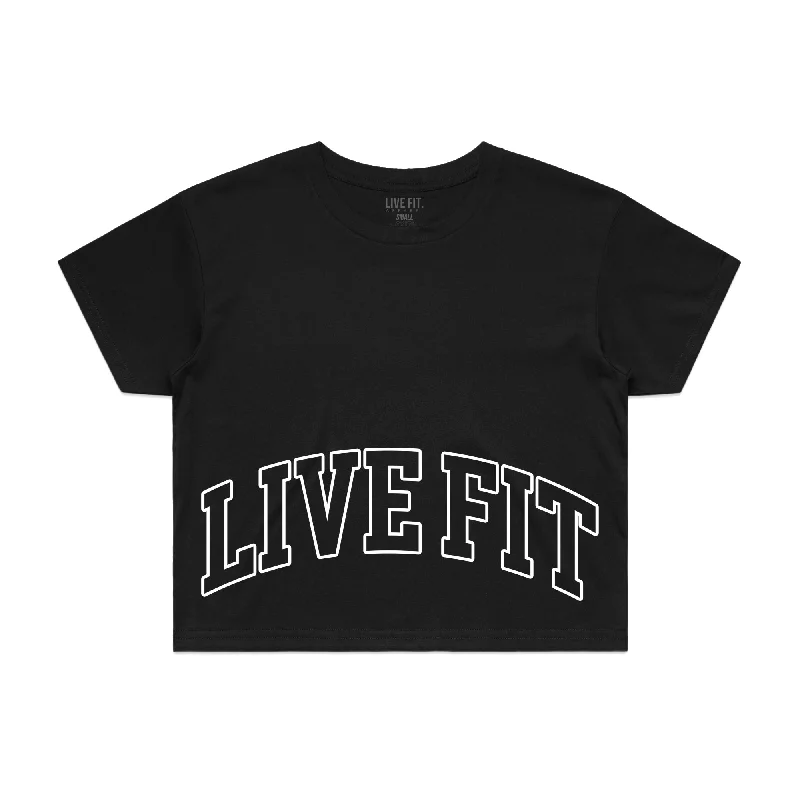 Letterman Crop Tee - Black Layered Multi-layer Single Layer