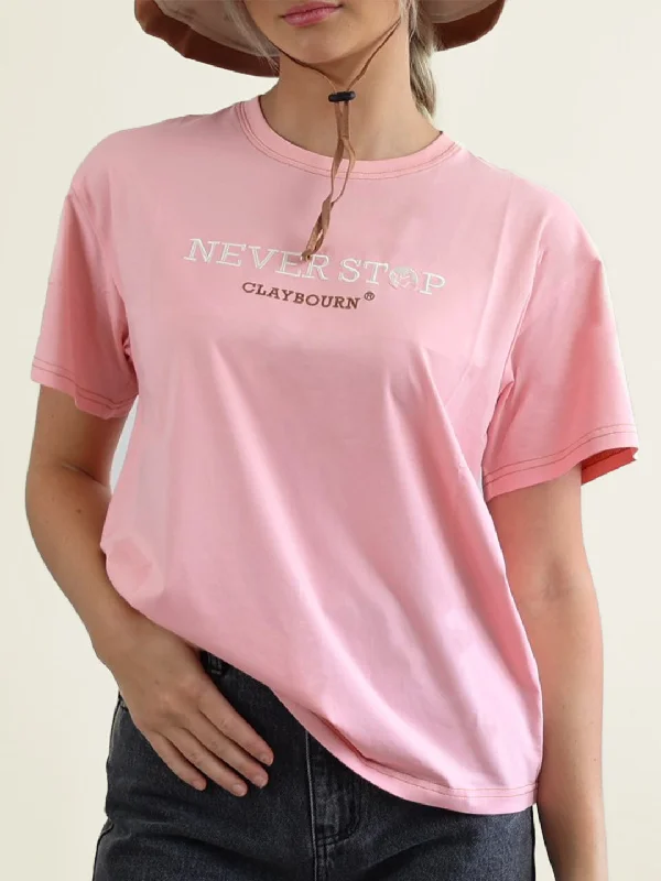 Never Stop Contrast Stitch T-Shirt Front Pockets Side Pockets Patch Pockets