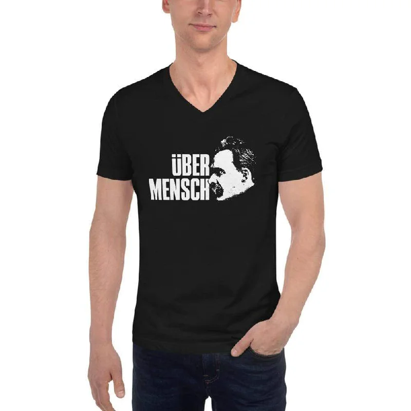 Nietzsche Ubermensch / Superman - Unisex V-Neck T-Shirt Zippered Front Buttoned Front Snap Front