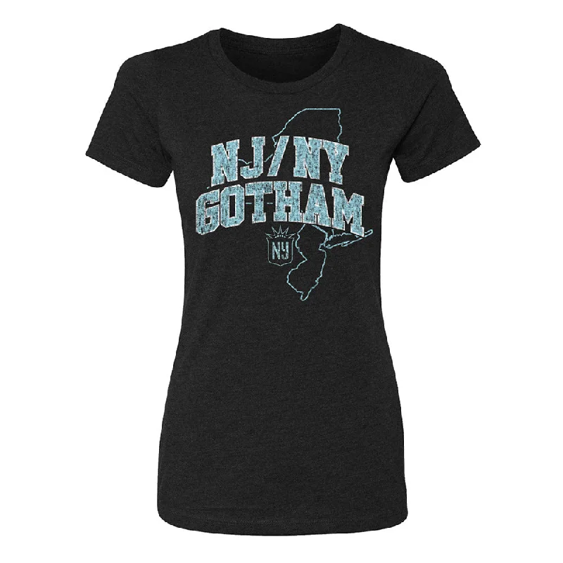 NJ/NY Gotham Women's Outline Tee Solid Print Embellished