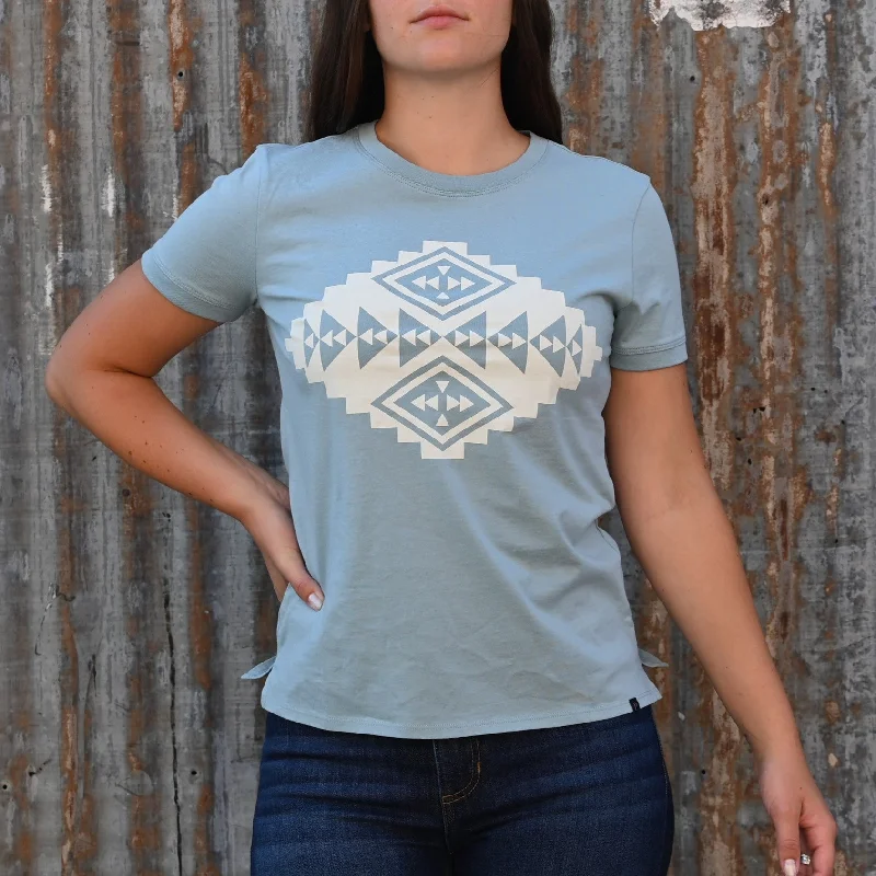 Ladies Pendleton Hood River Diamond Tee / Dusty Aqua Mesh Canvas Denim