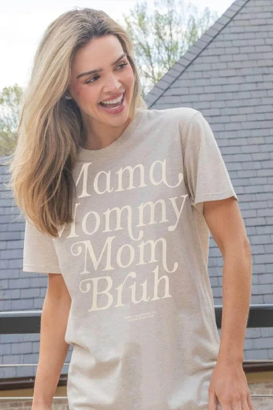 Simply Southern Mom Bruh T-Shirt for Women in Oat Heather | SS-MOMBRUH-OATHTHR Wool Fabric Cashmere Fabric Tweed Fabric