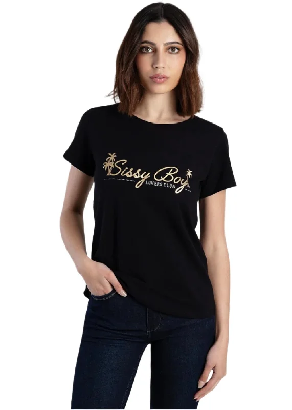 Sissyboy T31236 Regular Fit Multi Technique Logo T-Shirt Black Elasticated Padded Insulated