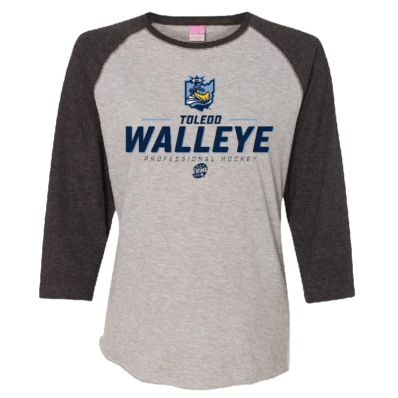 Toledo Walleye Comb Ladies 3/4 Sleeve T-shirt Plaid T-Shirt Polka Dot Checkered