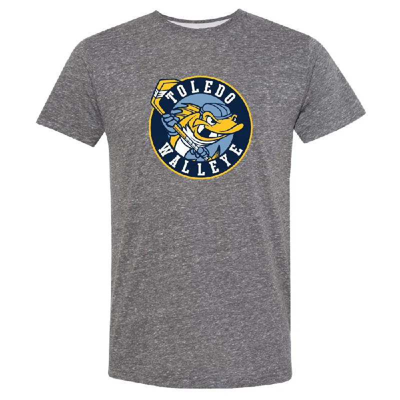 Toledo Walleye Current Crest Melange T-Shirt Real Fur Shearling Chenille