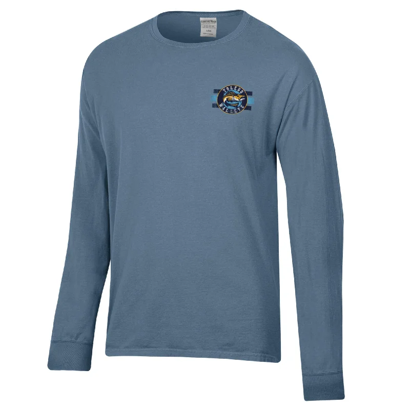 Toledo Walleye Saltwater Comfort Wash Long Sleeve T-shirt Rayon Velvet Corduroy