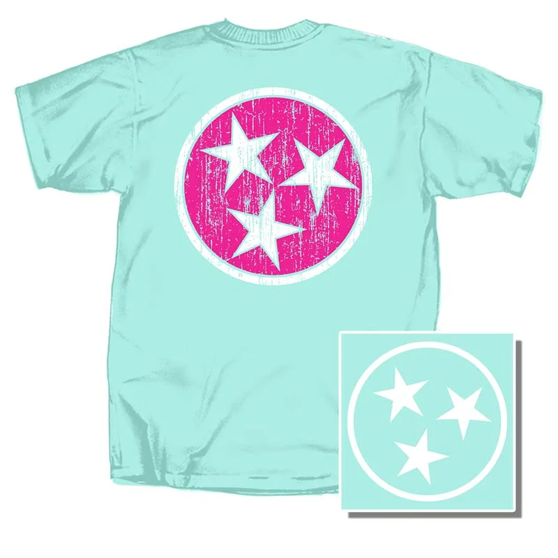 Tri-Star Short Sleeve T-Shirt Sequined Glittery Shiny