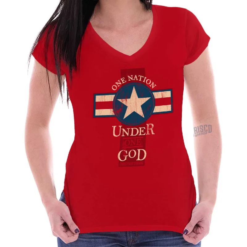 Under God Junior Fit V-Neck T Shirt Satin Blend Silk Blend Wool Blend