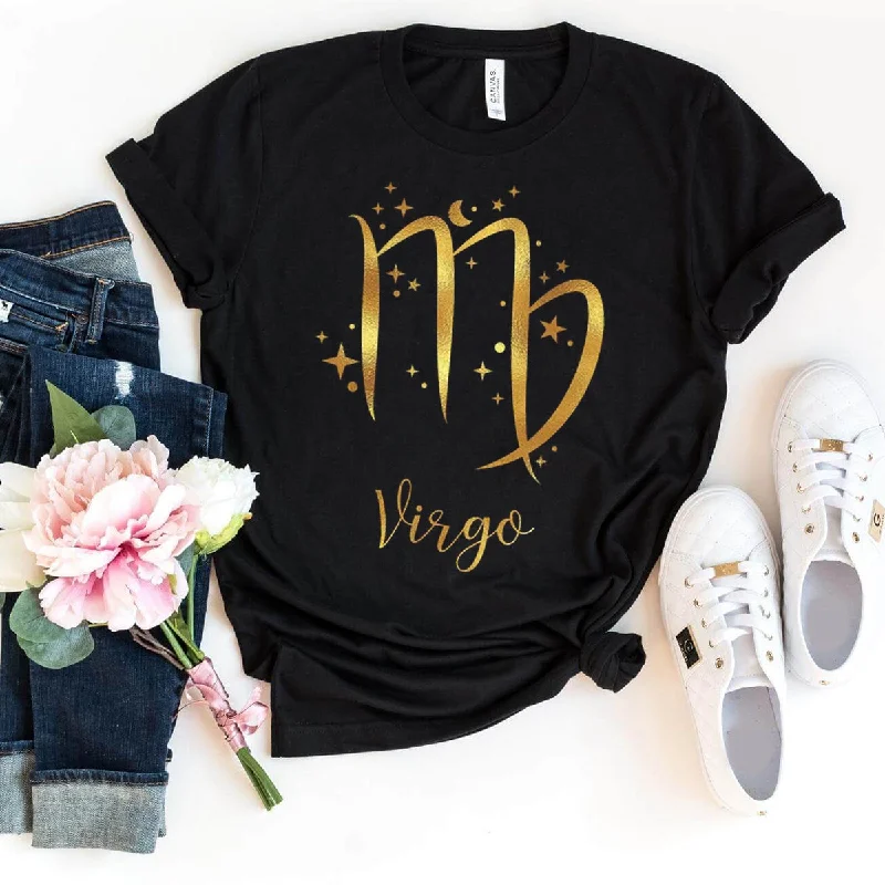 Virgo Star Sign Unisex Shirt - Custom Birthday T-Shirt Fitted T-Shirt Seamless Stretchy