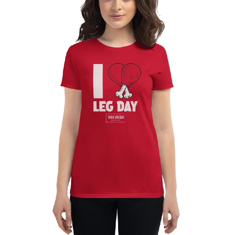 Women's I Heart Leg Day T-shirt Spandex Blend Rayon Blend Denim Blend